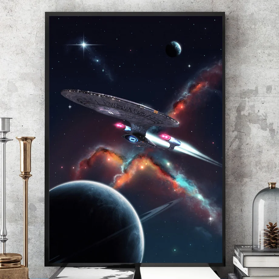 Фон для детских фото в стиле Galaxy Космический корабль облако Wall Art Холст Картина
