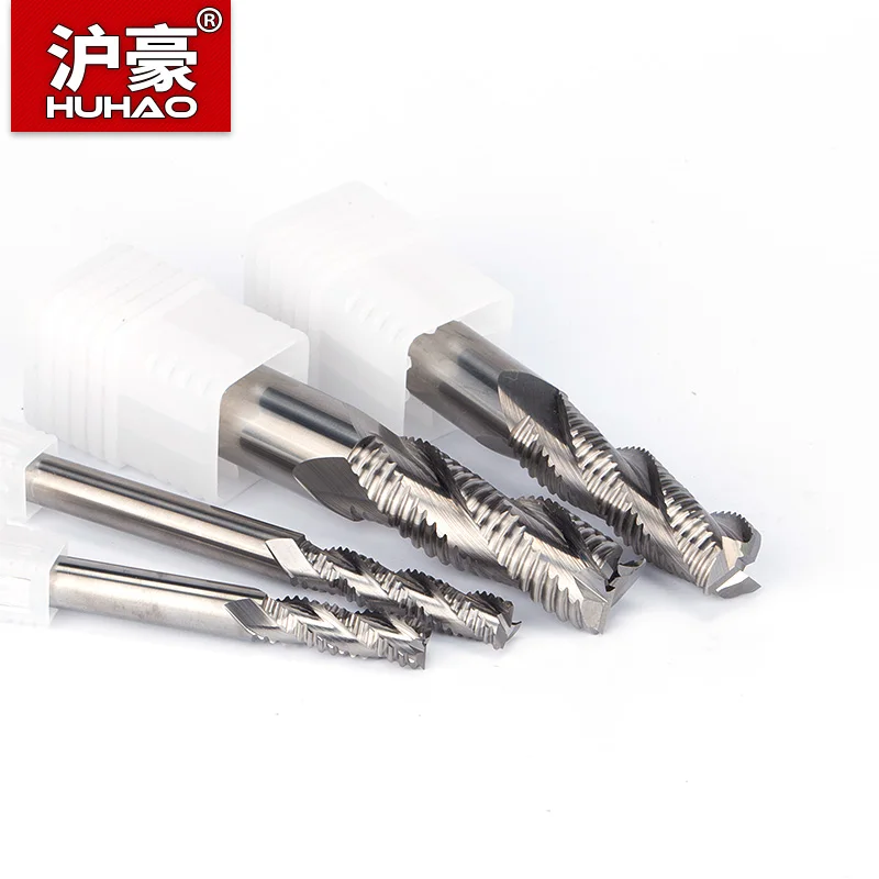 

HUHAO HRC55 For Aluminum 3 Flute Coarse Leather Endmill Import Tungsten Alloy Solid Carbide Milling Cutter Wave Blade Router Bit