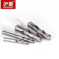huhao hrc55 for aluminum 3 flute coarse leather endmill import tungsten alloy solid carbide milling cutter wave blade router bit