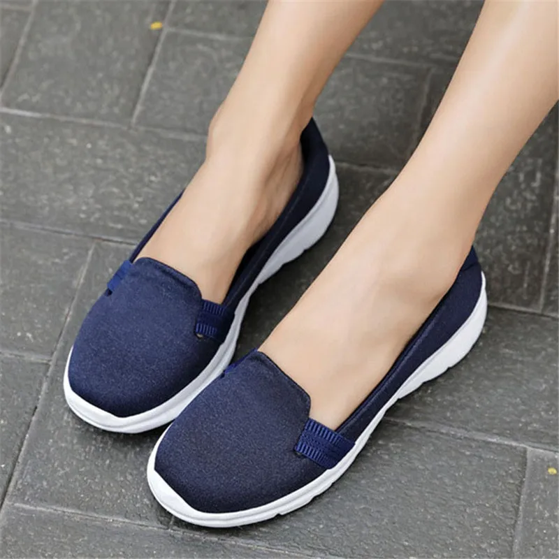 

2021 Trendy Women Vulcanized Shoes Flats Laides Breathable Loafers Casual Sports Sneakers Slip On Footwear Zapatos De Mujer