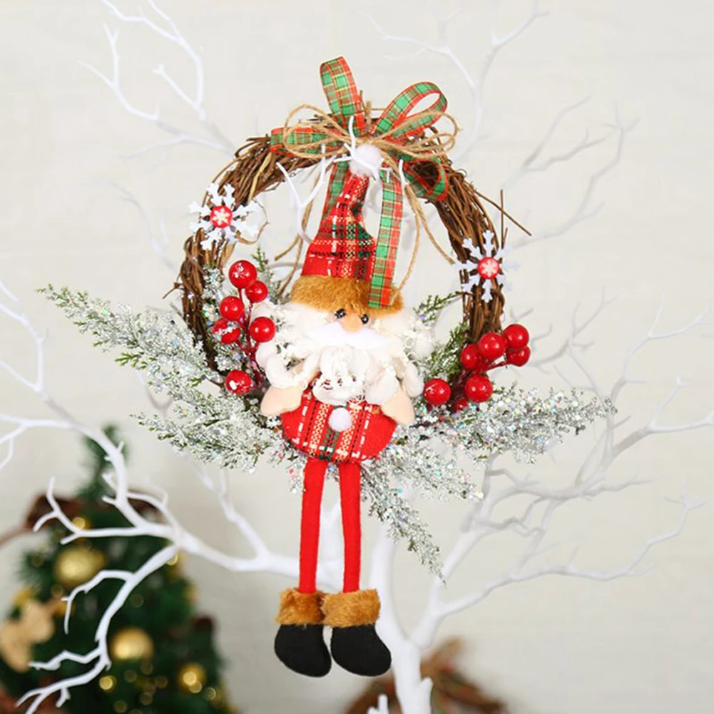 

Christmas Wreath Garland Mall Hotel Front Door Hanging Flowers Holiday Pendant Artificial Pine Cones Berries Flowers