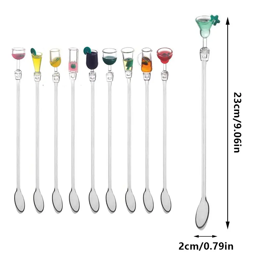 

10PCS Cocktail Stirrers Acrylic Drink Wine Mixing Bar Spoon With Long Handle For Juice Milkshakes Ice Cream Coffee Bar Party