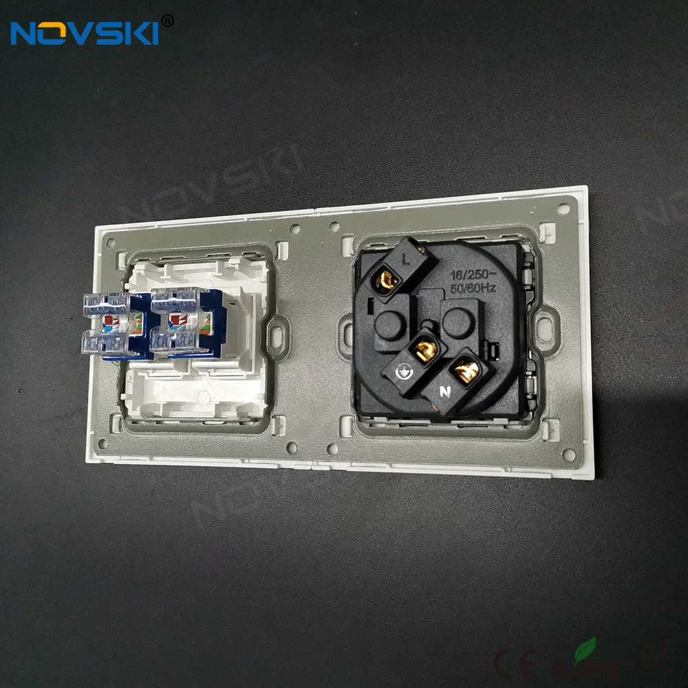 NOVSKI Европейская электрическая розетка CAT 6 10 ГБ двойная COM для передачи данных
