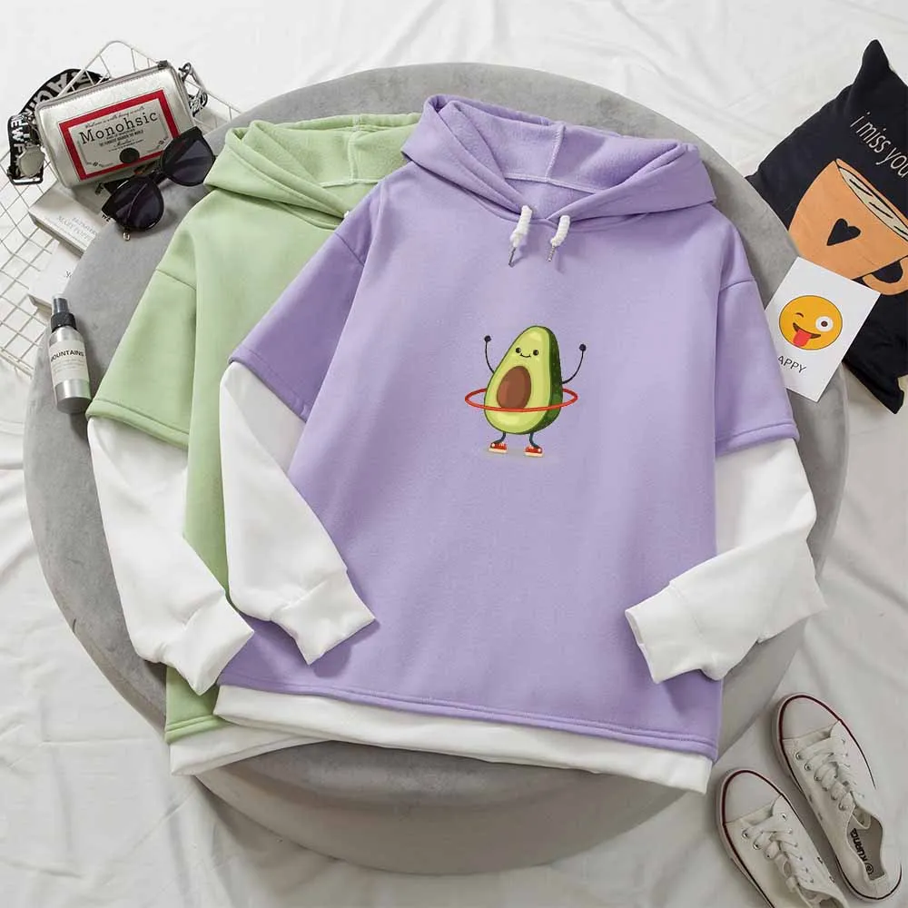 

Avocado Color Block Hoodie Women Pastel Aesthetic Patchwork Sweatshirt Ladies Korean Fashion Pullovers Mujer Oversize Streetwear