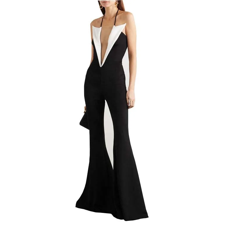 

Rompers Womens Jumpsuit Long Summer Overalls For Ladies Plus Size Casual Boot Cut Pants Deep V Neck Backless Off Shoulder Jump