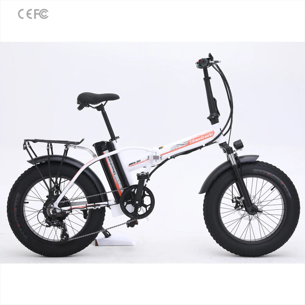 Электрический велосипед 4,0 Fat Tire пляжный крейсер бустер складной электрический велосипед 48V E-Bike - Color: white
