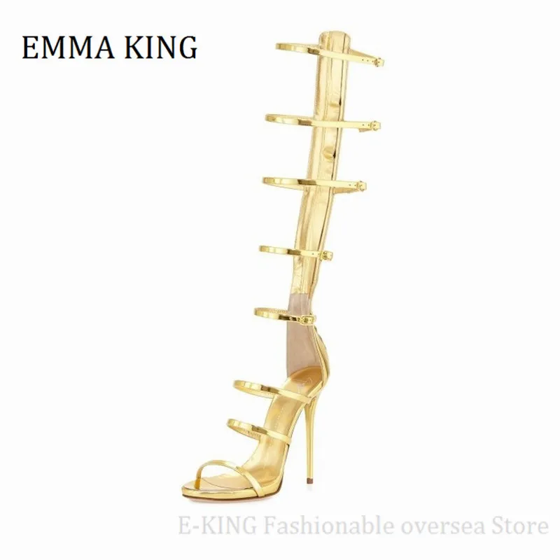 

Summer Women Gladiator Sandals Boots Buckle Strap Super High Heels Sandals Sexy Peep Toe Thin Heels ZIP Party Sandles Women