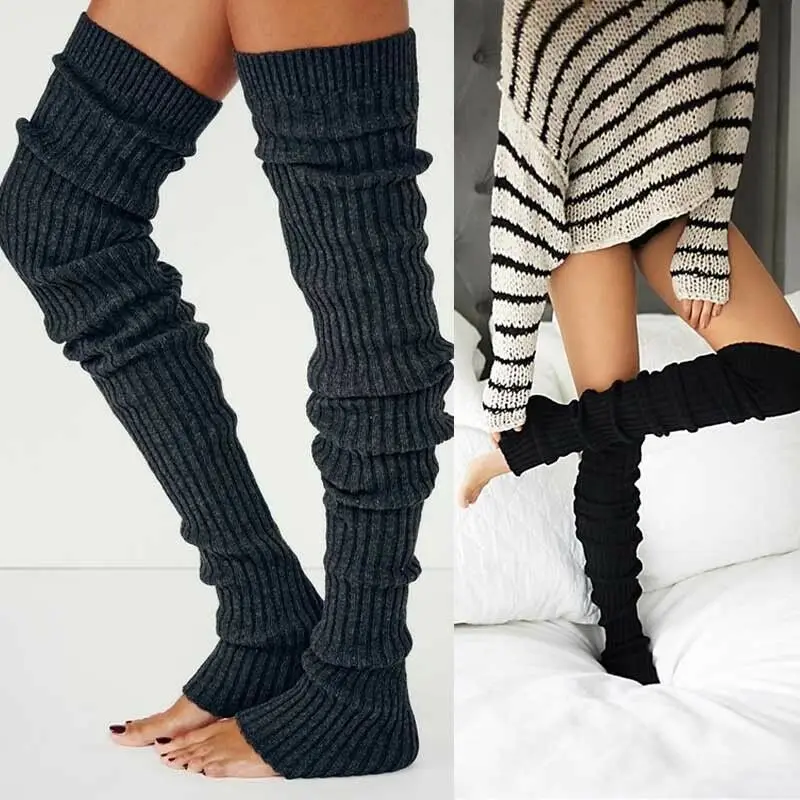 4 Style Fashion Winter Over Knee Socks Sexy Warm Thin High Knit Warmer Stockings For Women Cable Long Boot Thigh-High Leggings | Женская