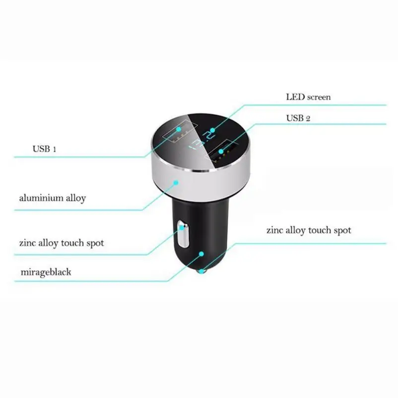 Двойной Переходник USB для зарядки в машине 3 1 А цифровой светодиодный дисплей