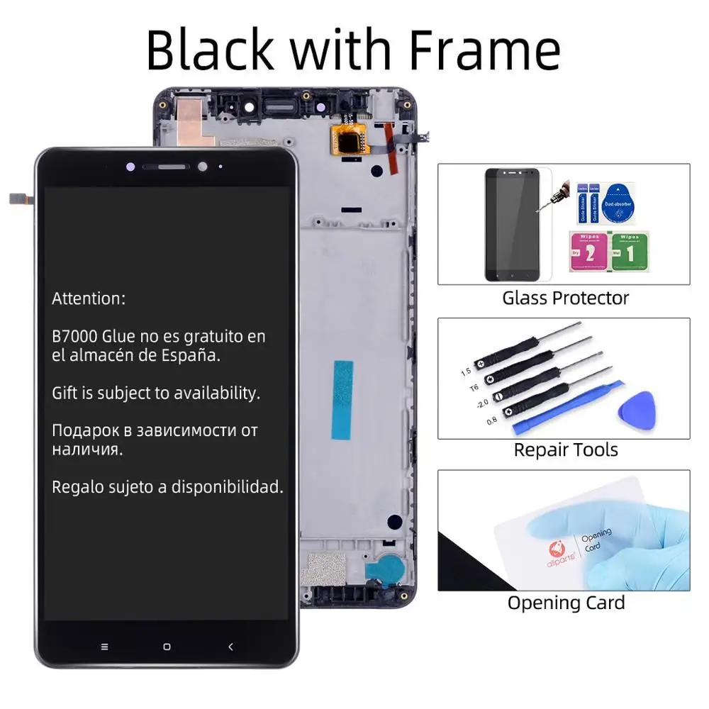 with Frame Black Дисплей для XIAOMI Mi Max LCD в сборе с тачскрином на рамке 6.44'' Черный и белый золото - Цвет: with Frame Black