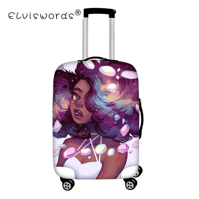Чехол для багажа ELVISWORDS Afro Girl, водонепроницаемый чехол для путешествий, чехол для костюма, багажные бирки, портативный Эластичный Защитный чехол для костюма - Цвет: HMC1714