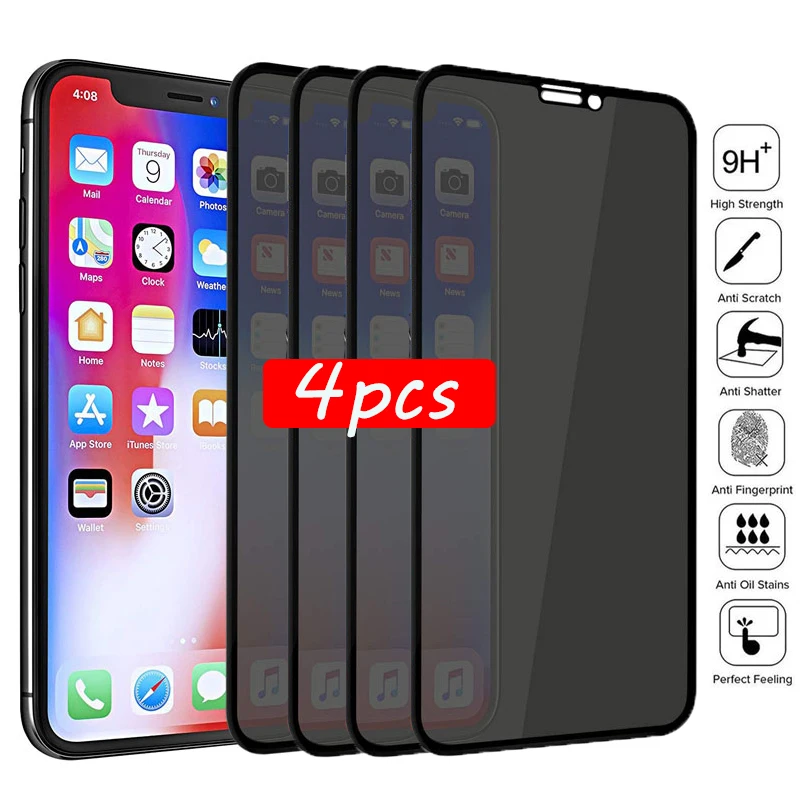 

1-4Pcs Privacy Tempered Glass Screen Protector for IPhone 12 Pro Max 13 11 6 6s 7 8 Plus Anti-spy Glass on IPhone XS MAX X XR