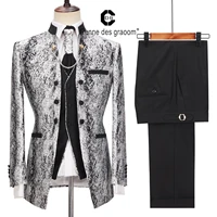 cenne des graoom latest coat design men suits tailor made costume homme tuxedo 4 pieces blazer wedding party singer groom silver