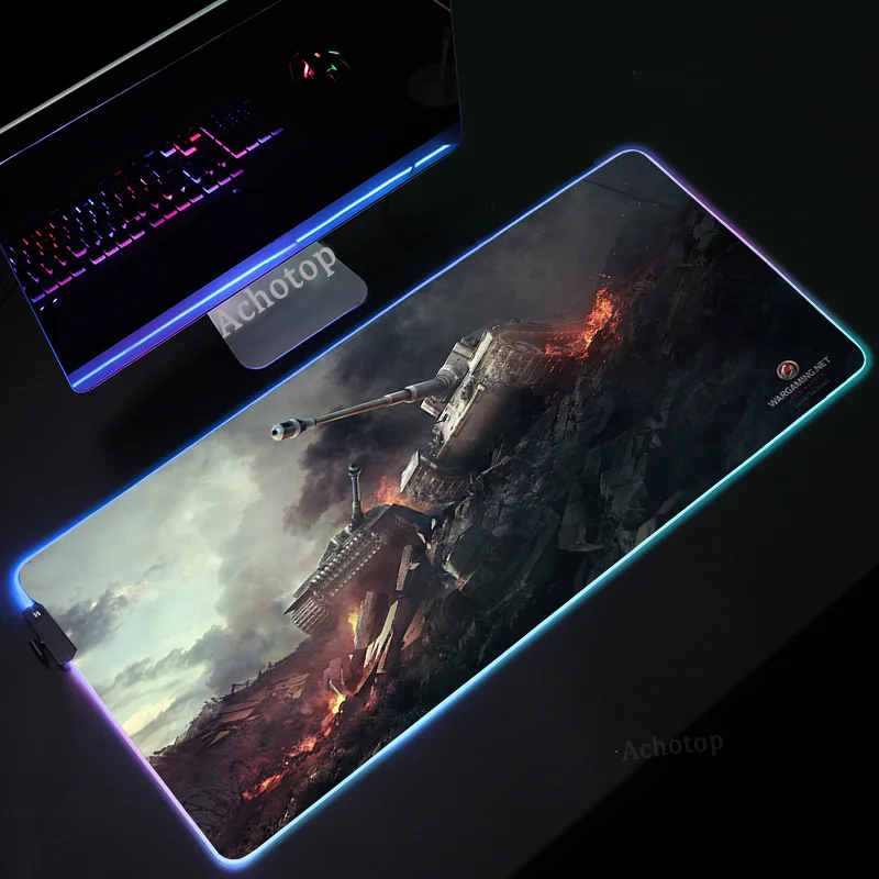 

World of Tanks Gaming Mouse Pad Gamer Mousepad RGB Backlit Mause xxl Cable Gaming Mousepad Large for Desk Keyboard LED Mice Mat