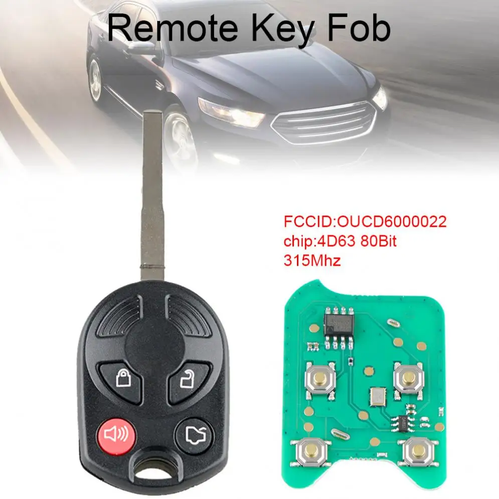 315 МГц 4 кнопки дистанционного ключа Fob с 4D63 80Bit чип OUCD6000022 подходит для Ford Focus