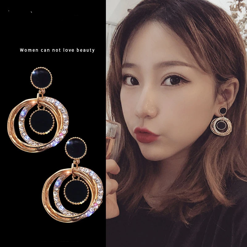 Модные Многослойные круги геометрический дизайн серьги-капли металлические