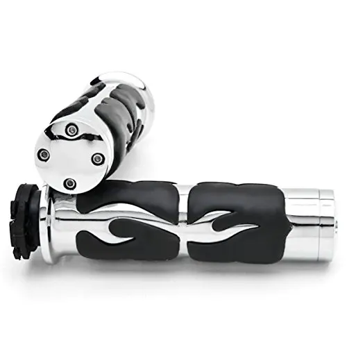 Motorcycle 1&quot Rubber Chrome Flame Handlebar Hand Grips For Chopper | Автомобили и мотоциклы