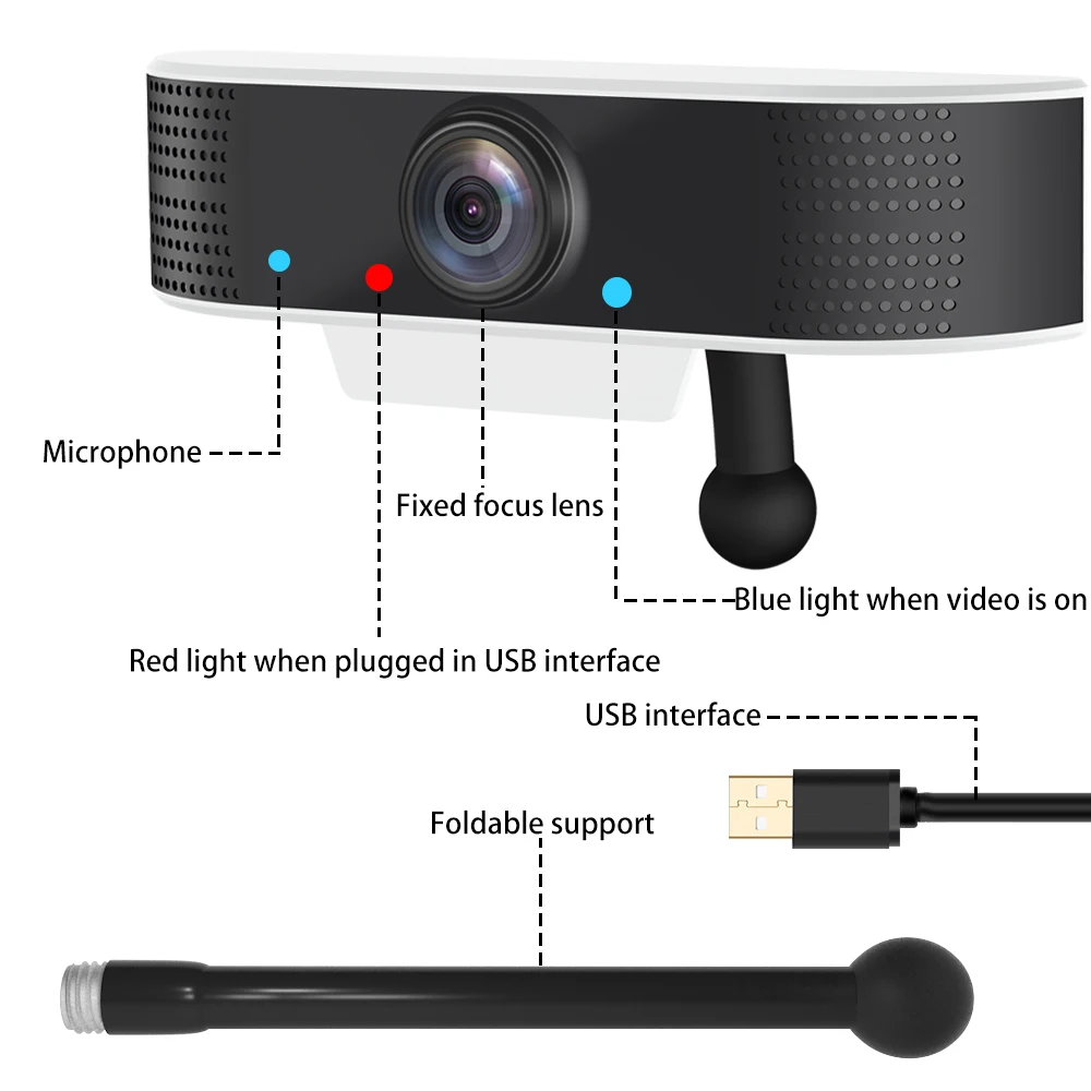 FDBRO 2020 новая веб камера 1080P USB HD двухсторонняя аудио разговор подключи и играй мини