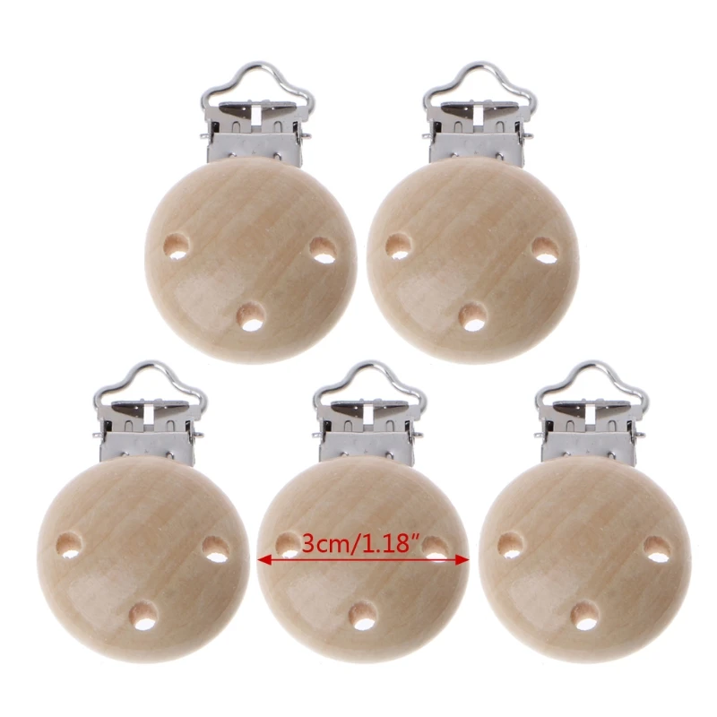 

5Pcs Metal Wooden Baby Pacifier Clips Infant Soother Clasps Holders Accessories G99C