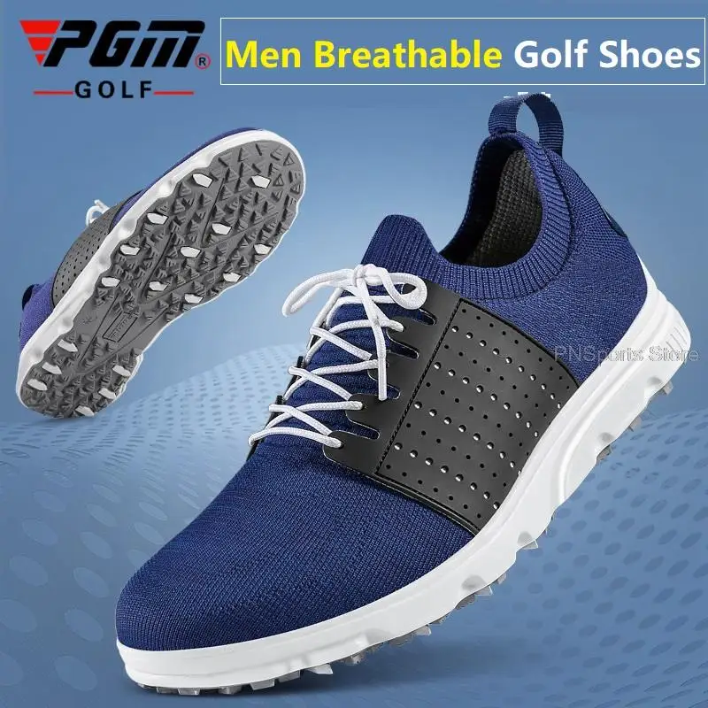 Men'S Golf Shoes Flying Woven Male Casual Shoes Lace-Up Breathable Golf Sneakers Man Lightweight Anti-Slip Trainers Size 39-46