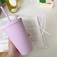 reusable cup with lid and straw creative mug cups plastic tumbler multi color straw cup christmas gift plastic cup drinkware