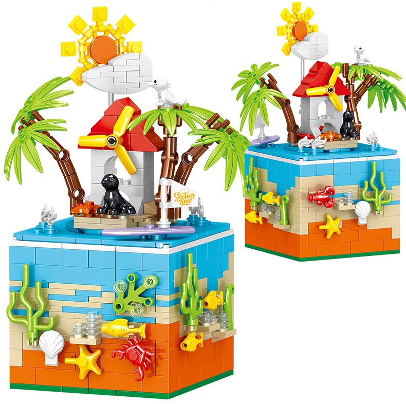 

Ideas Creator Expert Home Decoration Building Blocks Summer Sun Music Box Model Bricks Assembly Education Toys Girls Gifts