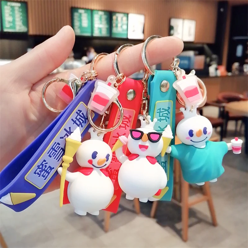 

New style Fashion Creative Three-dimensional Cute Snowman Soft Rubber Pendant Gifts Key Chain Accessories Jewelry Wholesale