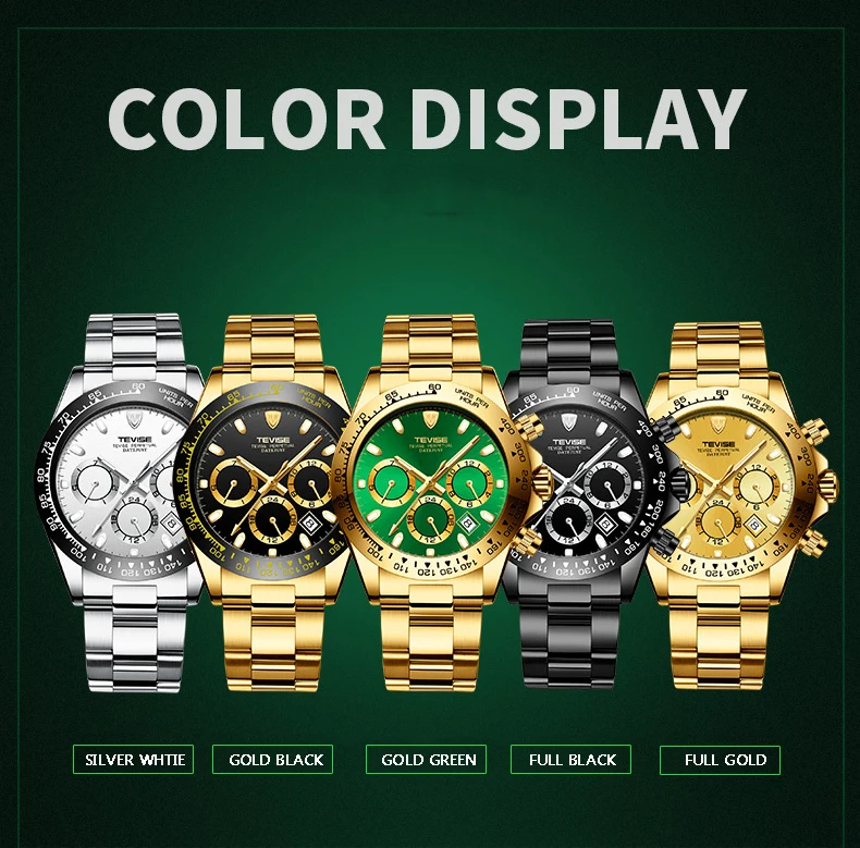 Tevise мужские часы автоматические механические Роскошные Брендовые Часы золотые