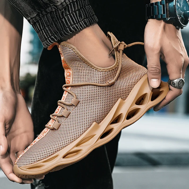 

Men Sneakers Solid Color Mesh Hollow Out Flat Lace Up Men Shoes 2021 New Fashion Casual Comfy Outdoor Sport Men Footwear