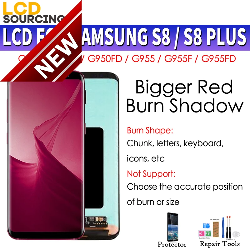 AMOLED большой красный ожога тени для Samsung S8 G950 ЖК-дисплей сенсорный экран