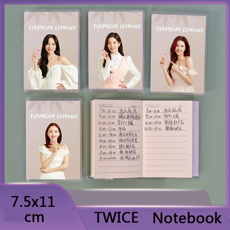 

KPOP TWICE Everyday Lemona Figure Photos Plastic Cover Book Momo Sana Mina Tzuyu Portable Notebook Student Notepad P31