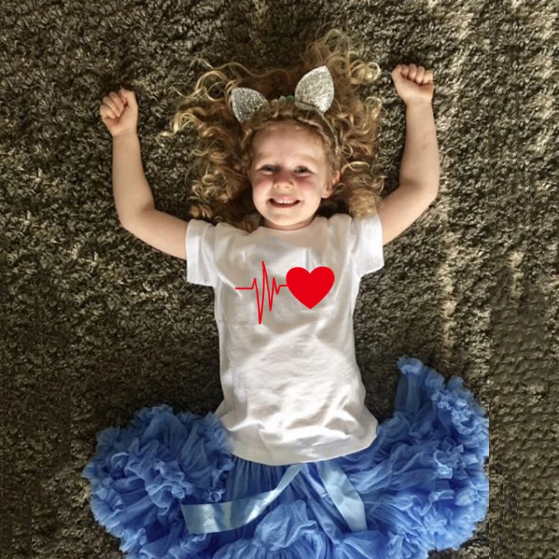 100% хлопковая одинаковая семейная одежда с изображением сердечного ритма