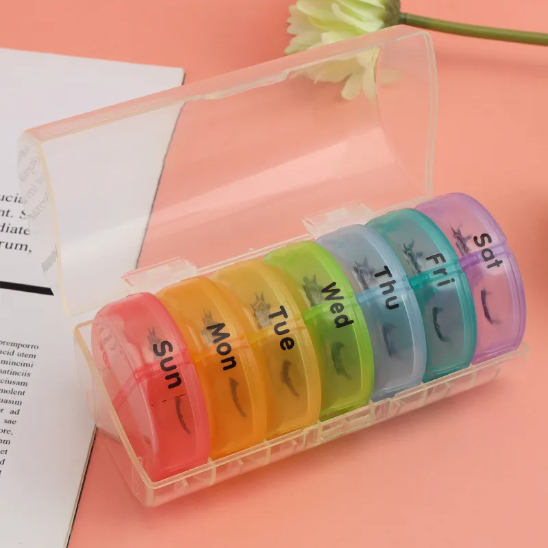 

Colorful Pill Box 7 Days 2 Times a Day Weekly Pill Organizer Container Travel Daily Medication Storage Large To Hold Vitamins TN
