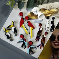 fashion cute parrots acrylic drop earrings for women girls animal cat birds dangle earrings punk hip hop party statement jewelry