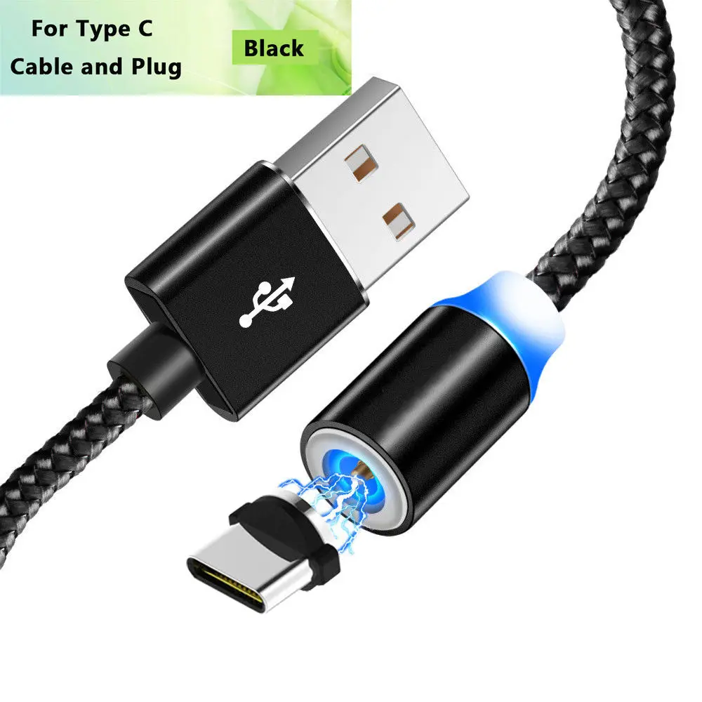 Black Type C Cable Магнитный зарядный кабель для быстрой зарядки Micro usb type C кабель для iPhone 11 Pro Max samsung Xiaomi Мобильный телефон USB C Магнитный провод - Цвет: Black Type C Cable