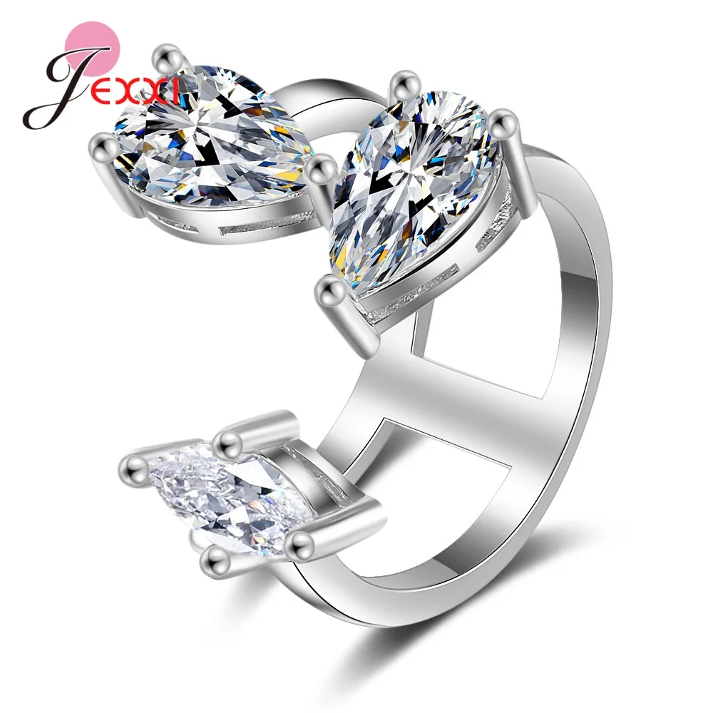 

New Arrivals 925 Sterling Silver Open Rings Lovely Austria Zircon For Women Girl Jewelry Accessories Ring Finger Anillos