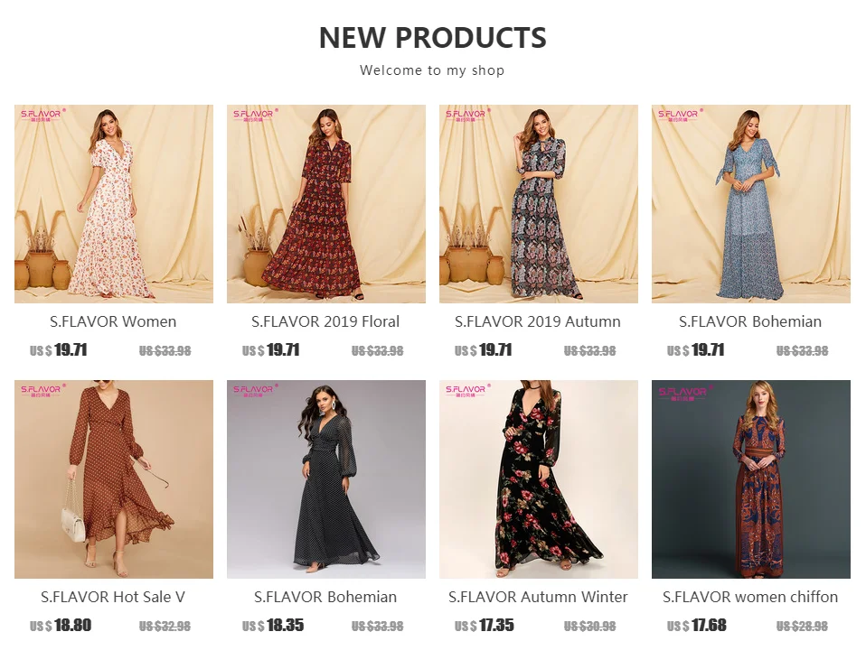 S.FLAVOR Bohemian Women Chiffon Dress Sexy V-neck Lantern Sleeve Slim Vestidos De Festa Female Spring Summer A-line Dress