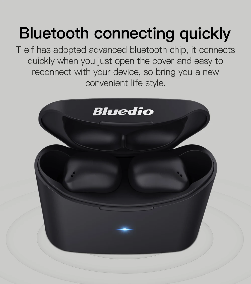 Bluedio wireless bluetooth earphone for phone T-elf 2 TWS stereo sport earbuds headset with charging box built-in microphone