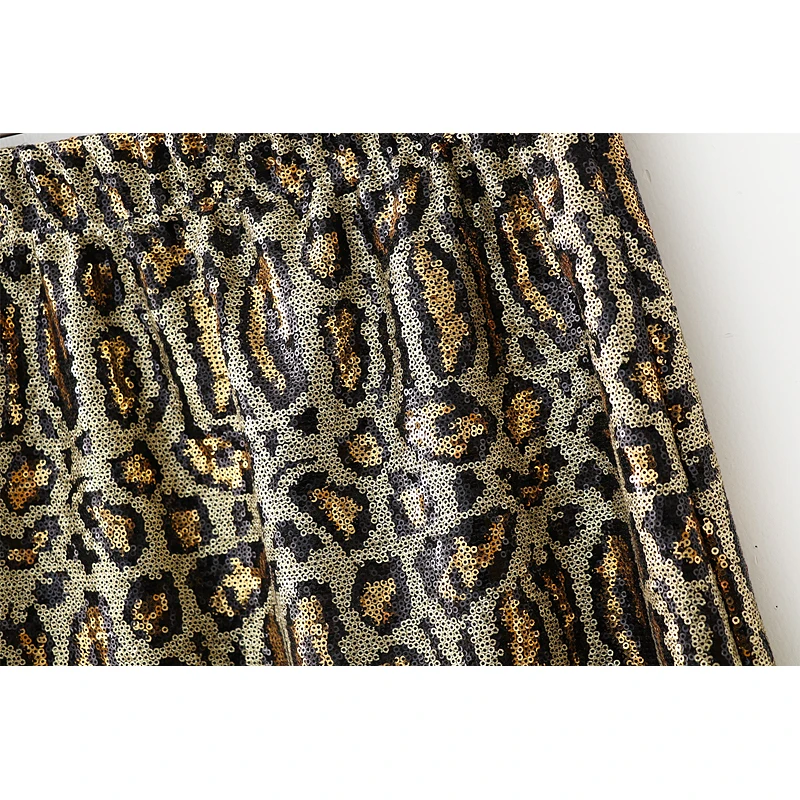 za 2019 fashion skirt women gold sequin leopard long straight elastic high waist elegant sexy party wear vestidos | Женская одежда