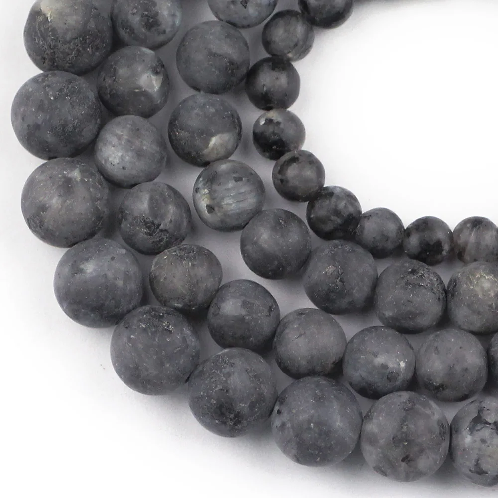 

HGKLBB Natural Matte Black Stone Labradorite Round Spacer Loose Beads For Jewelry Making 6 8 10 mm DIY Bracelet Accessories