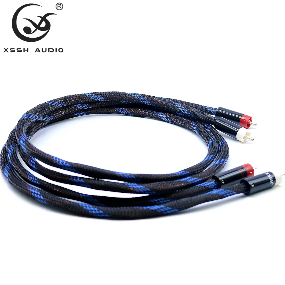 

1 pair male RCA to RCA XSSH audio OFC pure copper plated silver 2RCA to2RCA Audio Coaxial Extend Cable Line Wire