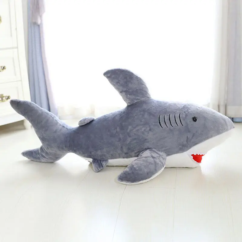 

Cute 45cm Soft Giant Large Shark Plush Stuffed Ocean Fish Kawaii Doll Toy Speelgoed Animals Reading Pillow For Children Kids Gif