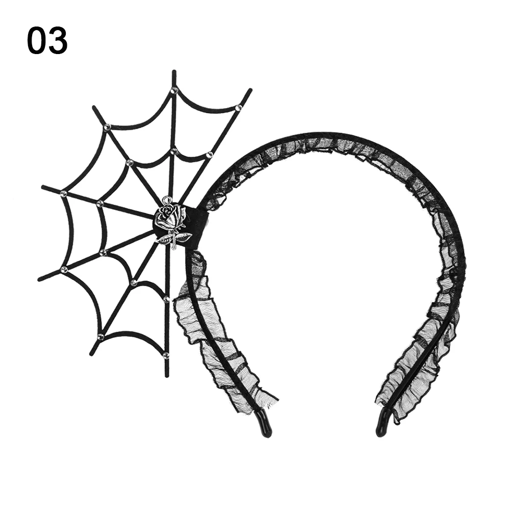 Новинка бандана для готов Дьявол Рог волос обруч паук маска с вуалью Hairband Хэллоуин Косплей головные уборы вечерние аксессуары для волос - Цвет: 03