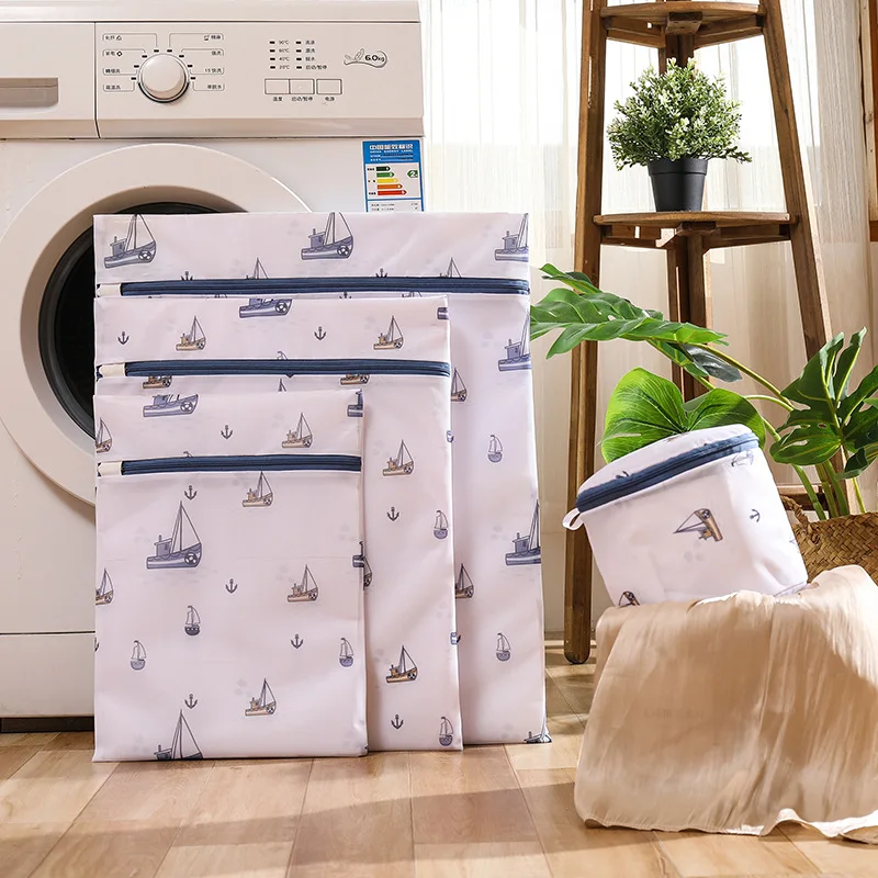 Thickened Sailboat Printing Laundry Bag Household Fine Mesh Care Washing Bra Underwear Special Net | Дом и сад