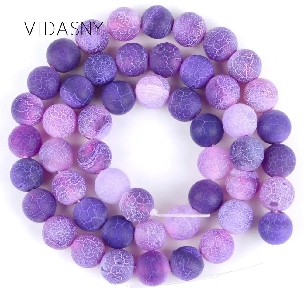 Круглые Бусины Из Натурального оникса матовые фиолетовые Агаты с морозом и