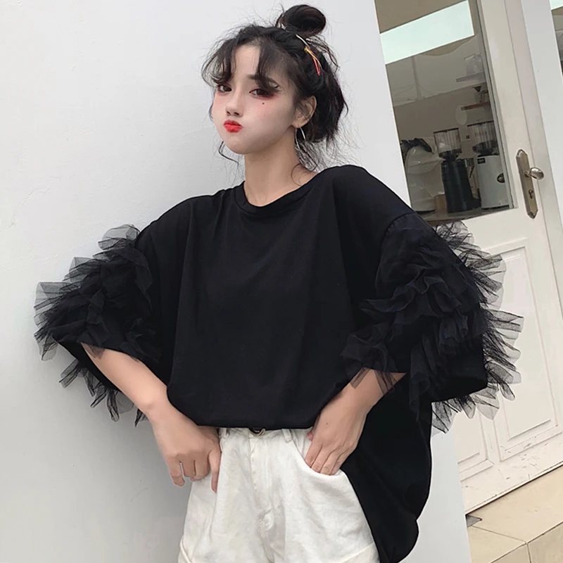 Футболка MUMUZI женская летняя хлопковая с длинным рукавом и О вырезом|Футболки| |