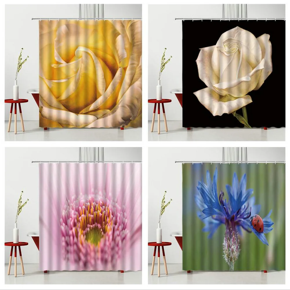 

Flower Shower Curtain, Flowers, 100% Waterproof Polyester Fabric, Waterproof Polyester Fabric, Bathroom Bathtub Decoration