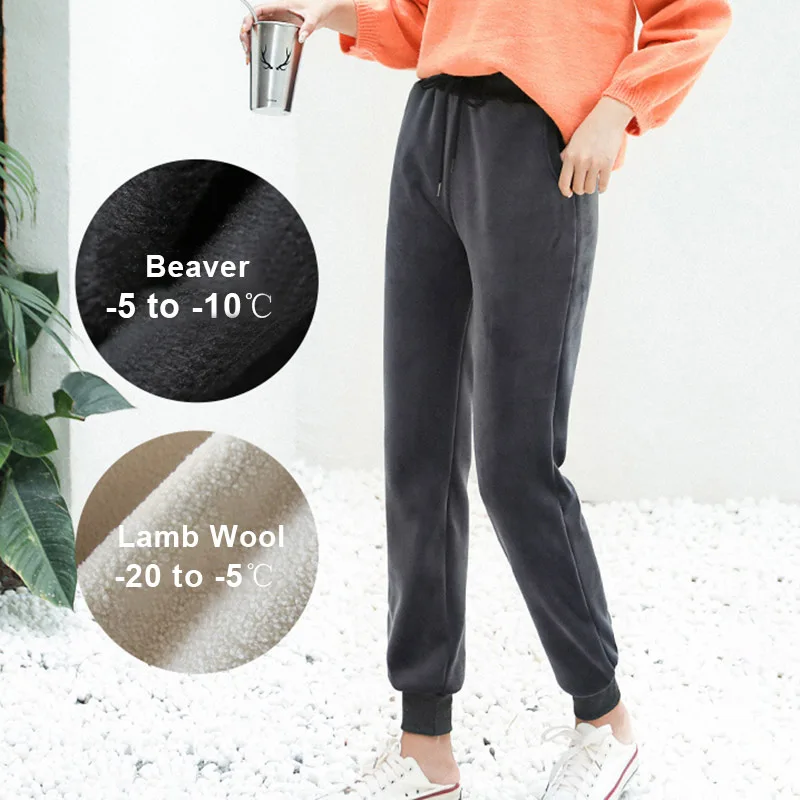 

Slim Women Pant Winter Thick Warm Trousers Female Casual Cotton Padded Harem Pants Lined Fleece Autumn Sweatpants &T8