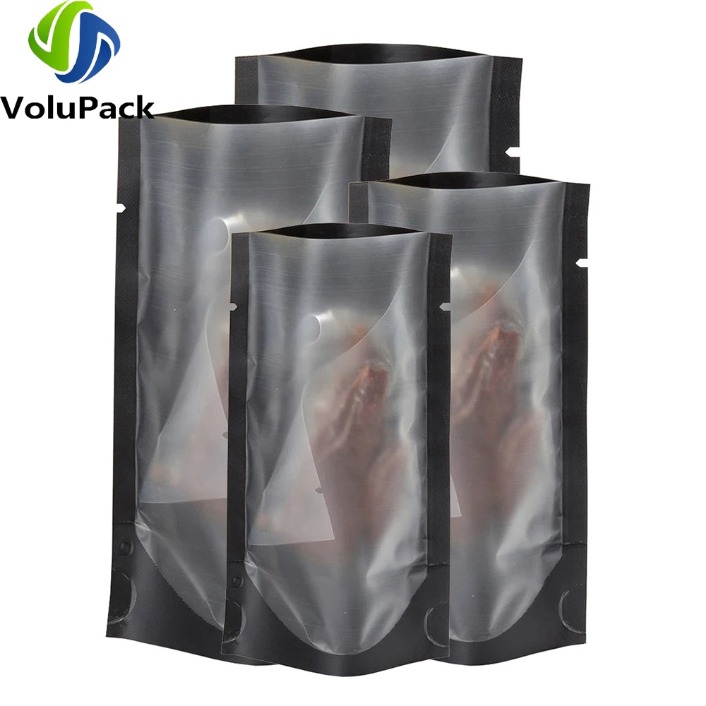 

Eco-friendly Recyclable Plastic Packaging Bags Stand Up Matte Clear / Black Tear Notch Pouches Open Top Heat Sealable Mylar Bags