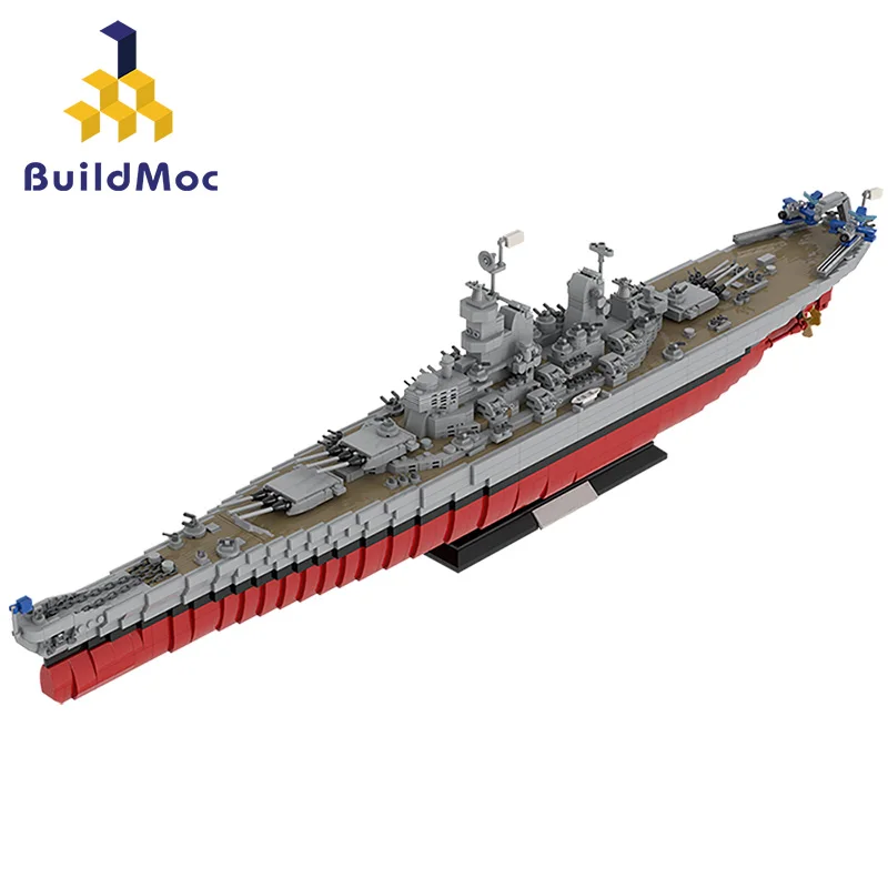 

Конструктор BuildMoc WW2 военные корабли Айова-класс Warshipss серия строительные блоки модель высокотехнологичного солдата автомобиля Рождественс...
